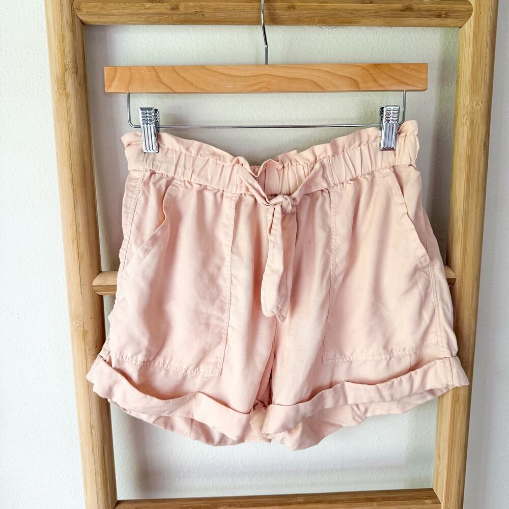 Aerie Blush Pink Paperbag Waist Lyocell Tie Front Shorts XS Casual